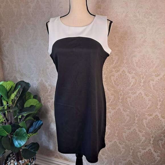 Apt 9 Size Petite Large Black/White Shift Dress Sleeveless Crew Neck NWT - Picture 1 of 13